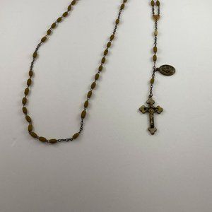 Antique Rosary Beads with cross - about 25" long